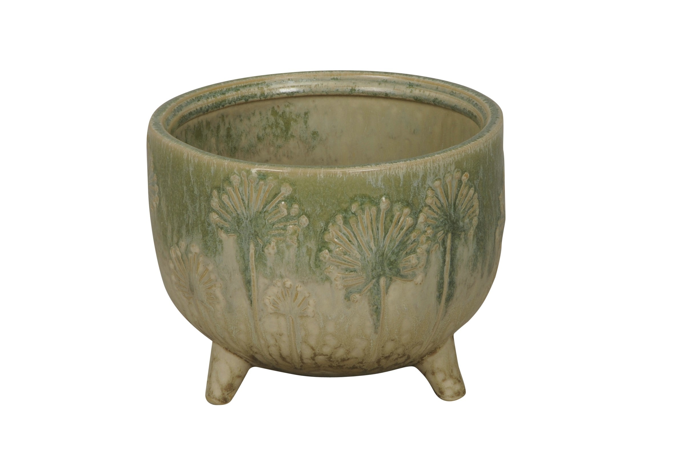 Blumentopf Übertopf Kübel Topf Keramik grün/natur Dolde Shabby Ø17cm – finehomegarden