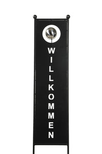 Stele "Willkommen" schwarz H116 x B27 cm