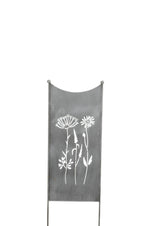 Lade das Bild in den Galerie-Viewer, Stele Metall grau Sichtschutz &quot;Wildblume&quot; Windschutz in 2 Größen wählbar
