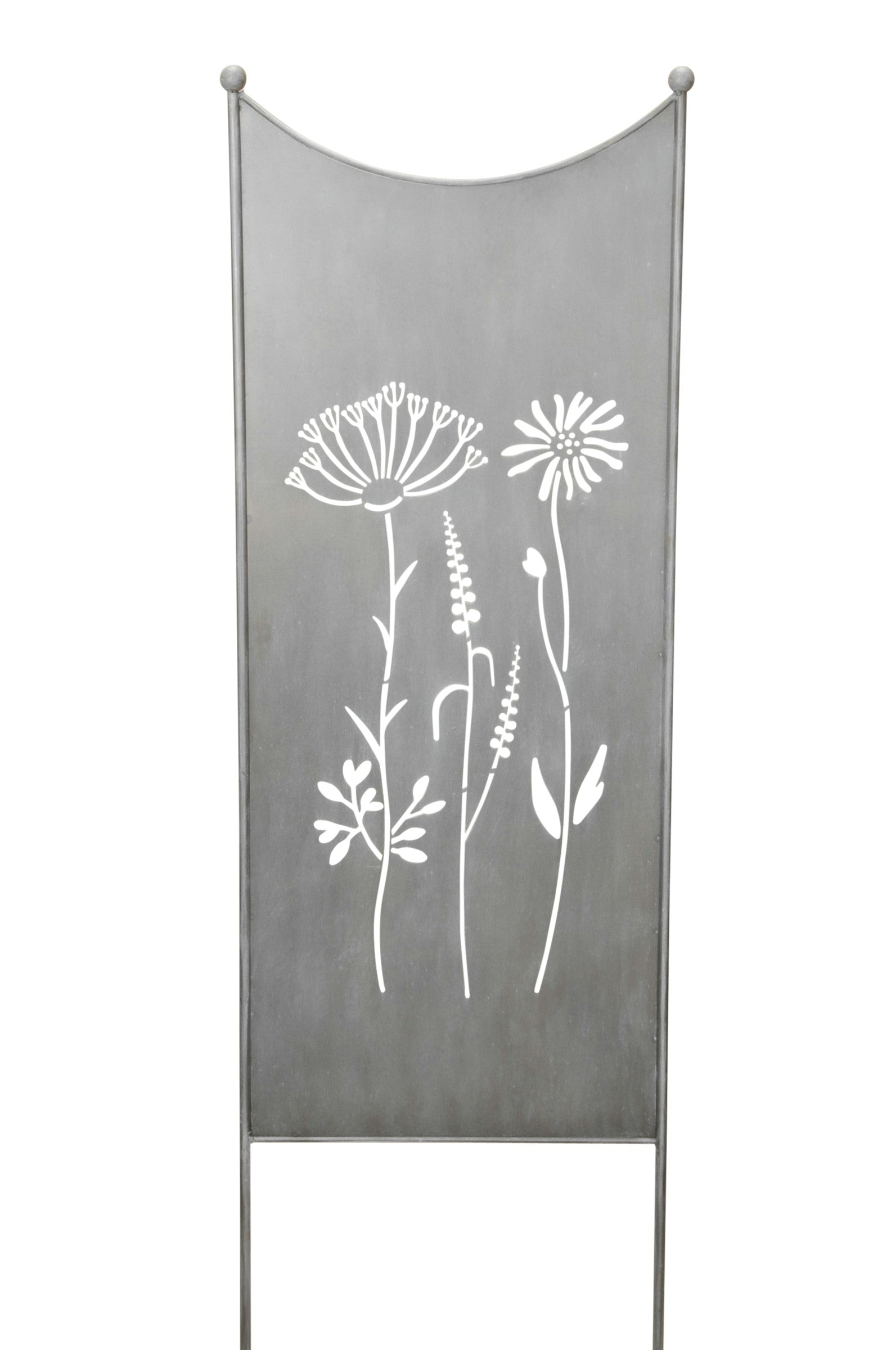 Stele Metall grau Sichtschutz "Wildblume" Windschutz in 2 Größen wählbar