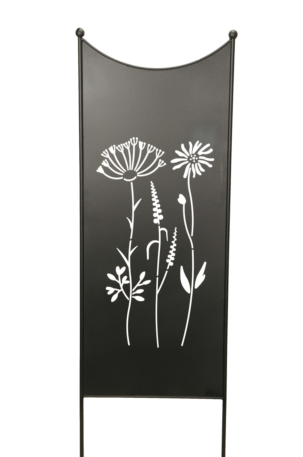 Stele Metall schwarz Sichtschutz "Wildblume" Windschutz in 2 Größen wählbar