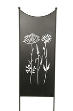 Lade das Bild in den Galerie-Viewer, Stele Metall schwarz Sichtschutz &quot;Wildblume&quot; Windschutz in 2 Größen wählbar
