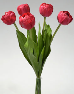 Tulpenbund Real Touch 43cm fuchsia Paeonientulpen künstliche Blumen 5Blüten