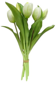 Tulpen künstlich 30cm Tulpenbündel mit 5Tulpen Real Touch creme Tulpenstrauß