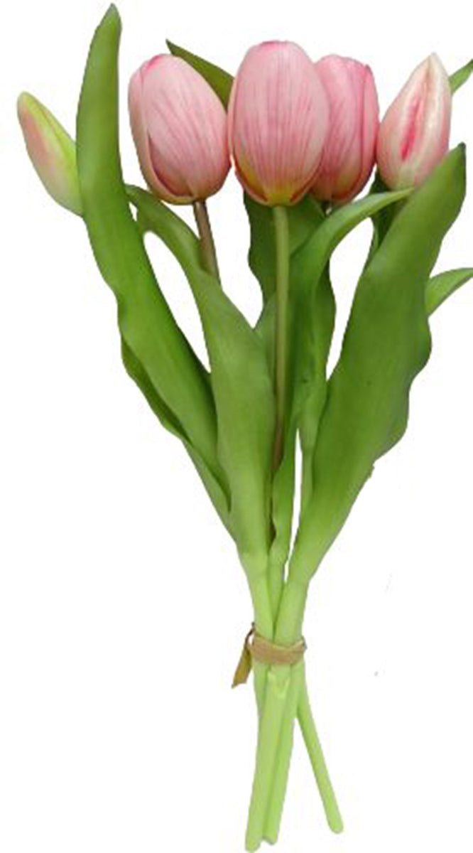 Tulpen künstlich 30cm Tulpenbündel mit 5Tulpen Real Touch pink Tulpenstrauß