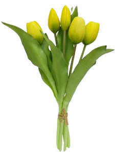 Tulpen künstlich 30cm Tulpenbündel mit 5Tulpen Real Touch gelb Tulpenstrauß