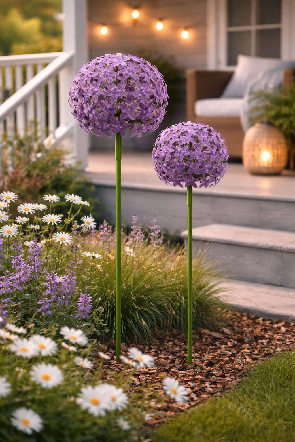 Allium Stecker Metall Gartenstecker lila in 2Größen wählbar