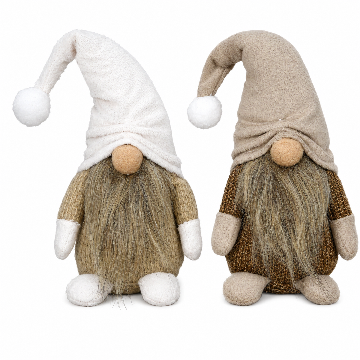 Wichtel Weihnachtswichtel Ø6x8cm H15cm Polyester/Stoff 2farbig sort. Weihnachtsdeko braun/natur/creme Herbst Weihnachten Skulptur Figur