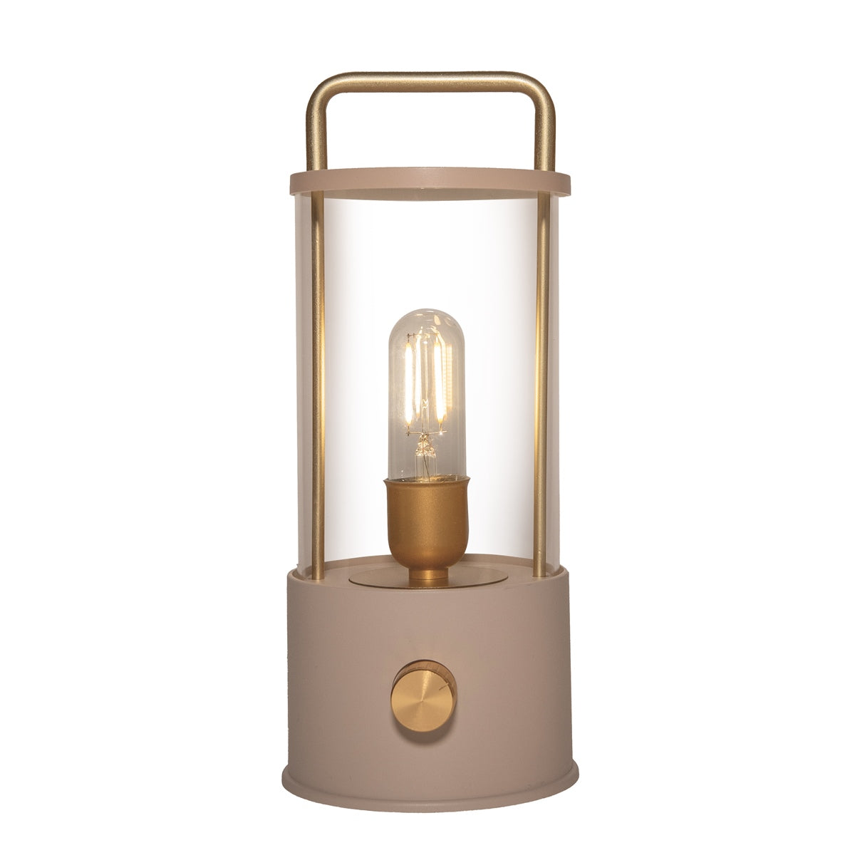 LED Laterne IP44 Warmweiß dimmbar USB matt sand 11x H25cm Warmweißes Licht, stufenlos dimmbar, IP44, USB-Anschluss Innen & Außen
