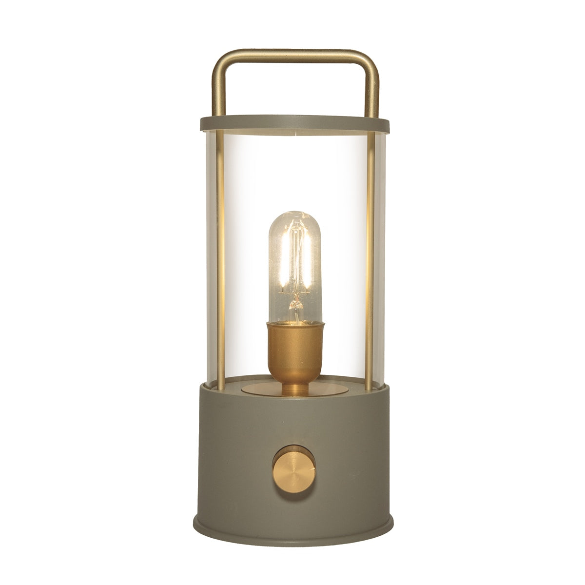 LED Laterne IP44 Warmweiß dimmbar USB matt olive 11x H25cm Warmweißes Licht, stufenlos dimmbar, IP44, USB-Anschluss Innen & Außen