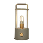 Lade das Bild in den Galerie-Viewer, LED Laterne IP44 Warmweiß dimmbar USB matt olive 11x H25cm Warmweißes Licht, stufenlos dimmbar, IP44, USB-Anschluss Innen &amp; Außen
