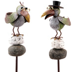 Lade das Bild in den Galerie-Viewer, Gartenstecker Metall Vogel Gartenstab 2-fach sortiert Dekorativer Gartenvogel auf Stab 17x11cm H136cm Wetterfeste Gartendekoration für Garten Terrasse und Beet
