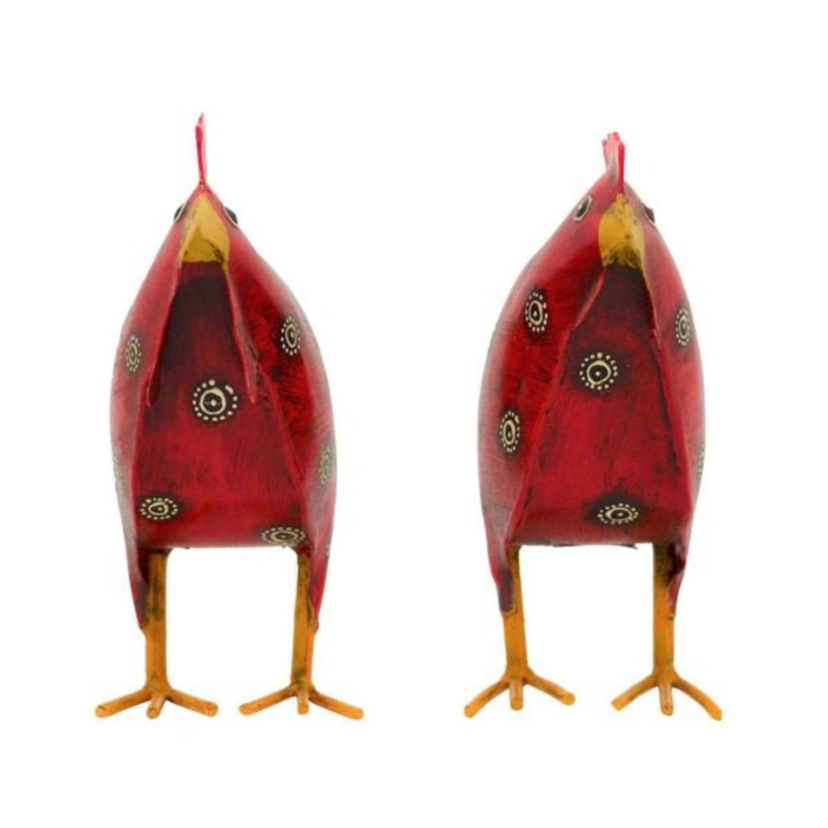 Huhn Hahn Metall Deko 2fach sort. H16cm + H23cm Figuren rot Outdoor Dekoration Ostern 2Größen wählbar