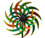 Lade das Bild in den Galerie-Viewer, Windrad Metall Doppel Windspiel Gartendeko Balkon Terrasse bunt Ø36x16cm H170cm
