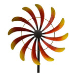 Lade das Bild in den Galerie-Viewer, Windrad Metall Windspiel ArtFerro Gartendeko Balkon Terrasse orange/gelb 39x11cm H168cm
