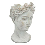 Lade das Bild in den Galerie-Viewer, Pflanzbüste Blumentopf Kopf Büste StoneArt grau7grüm Zement Ø22cm H35,5cm
