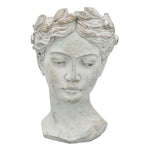 Lade das Bild in den Galerie-Viewer, Pflanzbüste Blumentopf Kopf Büste StoneArt grau7grüm Zement Ø22cm H35,5cm
