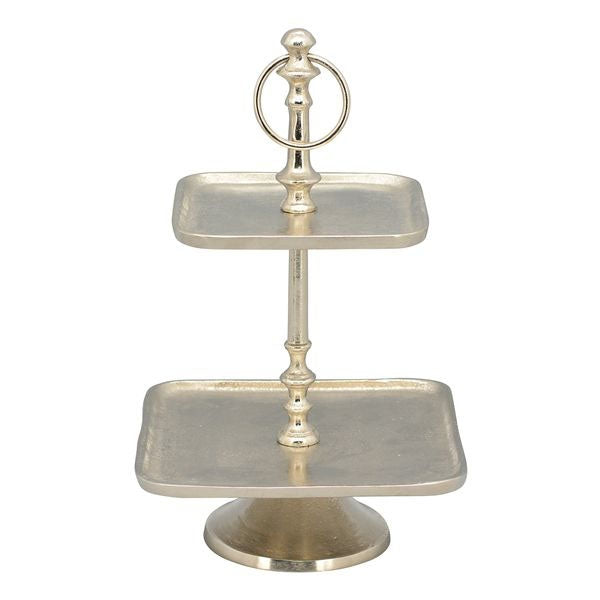 Etagere Aluminium GROS 2Etagen silber H33 cm