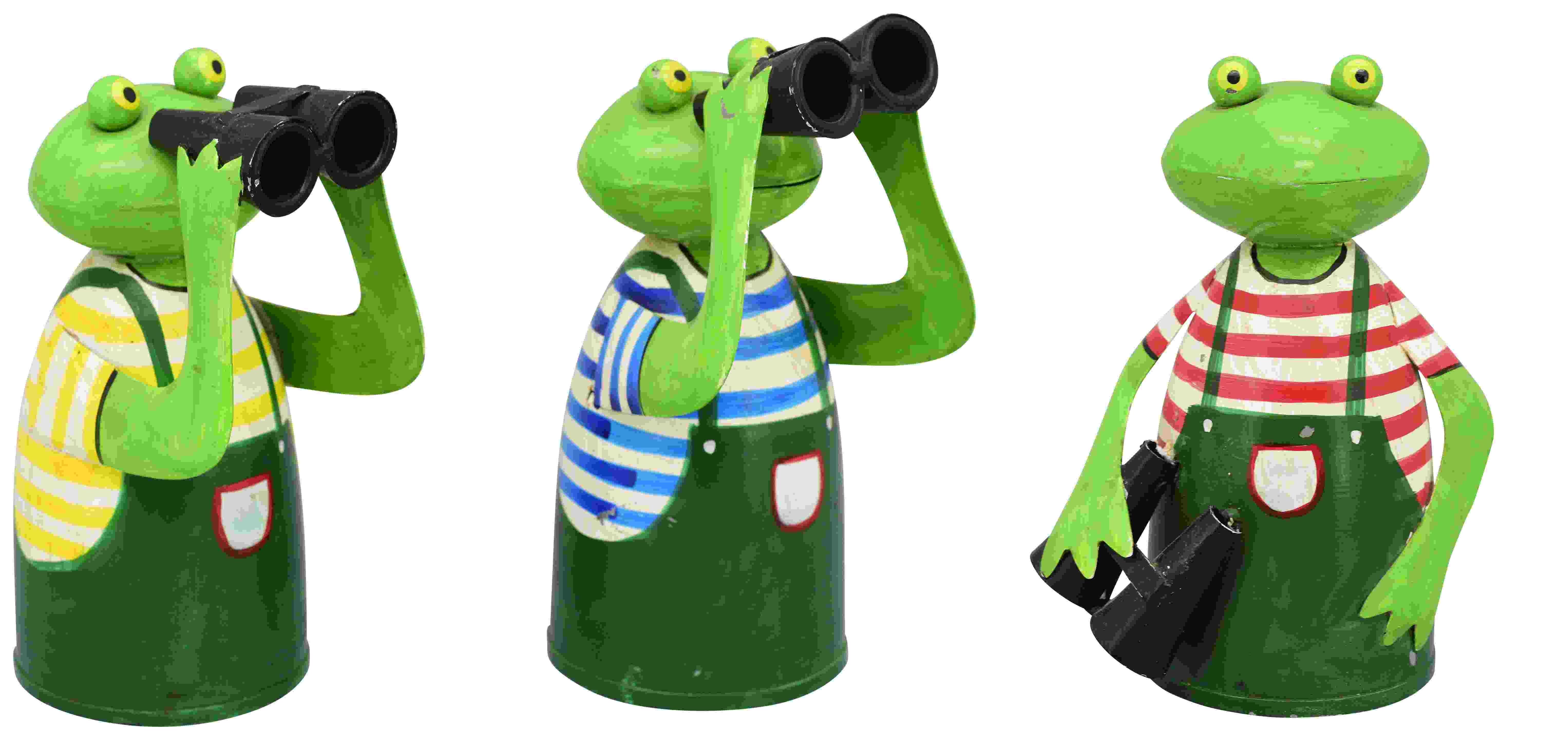 Zaunfigur Zaunhocker Frosch Spanner Kanu Metall 12x10x20 cm Pfostenhocker Dekofigur Garten 3Modelle wählbar