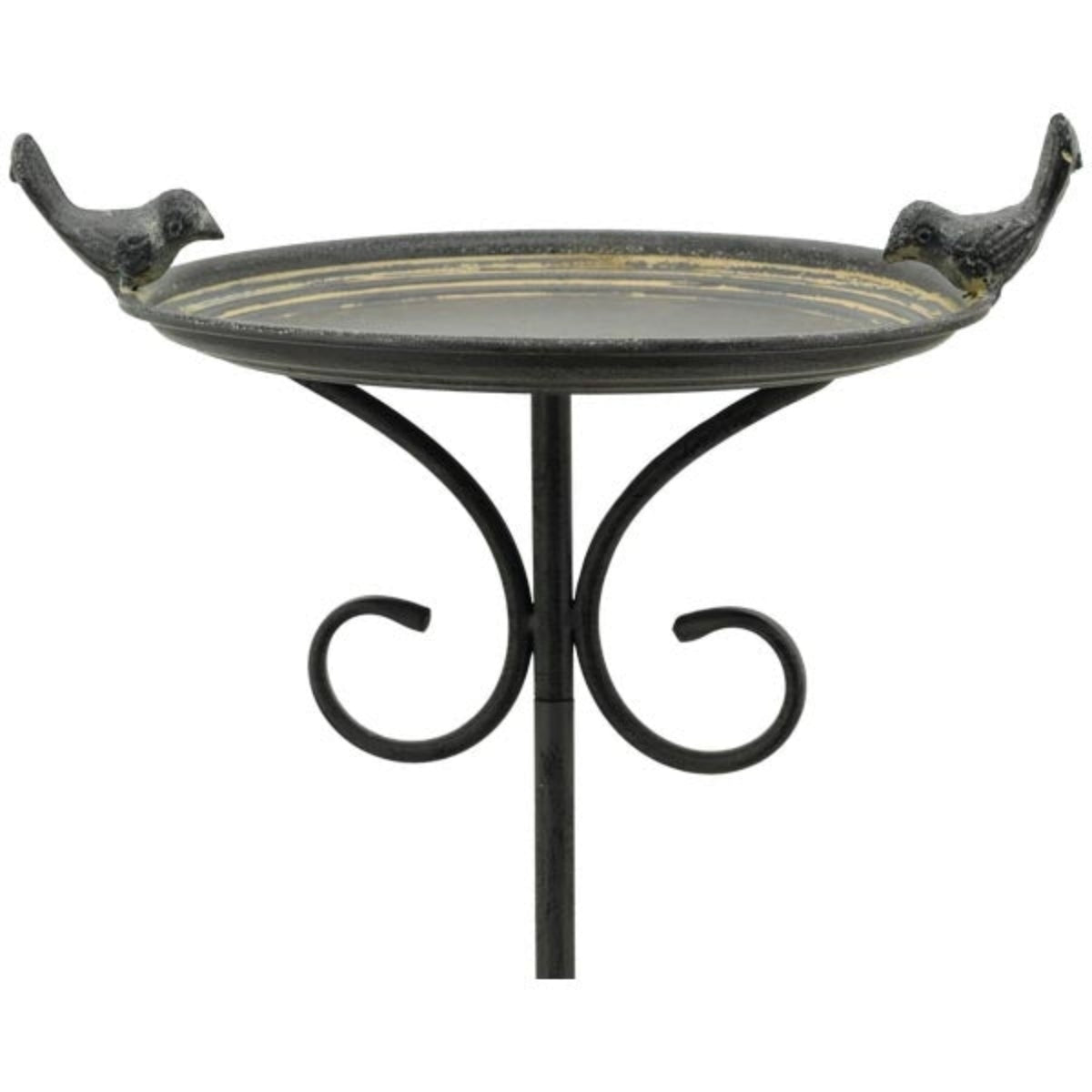 Vogeltränke Vogel Futterplatz 2Vögel Metall grau Ø28x23cm H133cm Futterstation Vogelbad