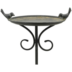 Vogeltränke Vogel Futterplatz 2Vögel Metall grau Ø28x23cm H133cm Futterstation Vogelbad