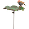 Vogeltränke Vogel auf Blatt Futterplatz Metall grün Ø42x30cm H123cm Futterstation Gartenstecker 2Farben wählbar