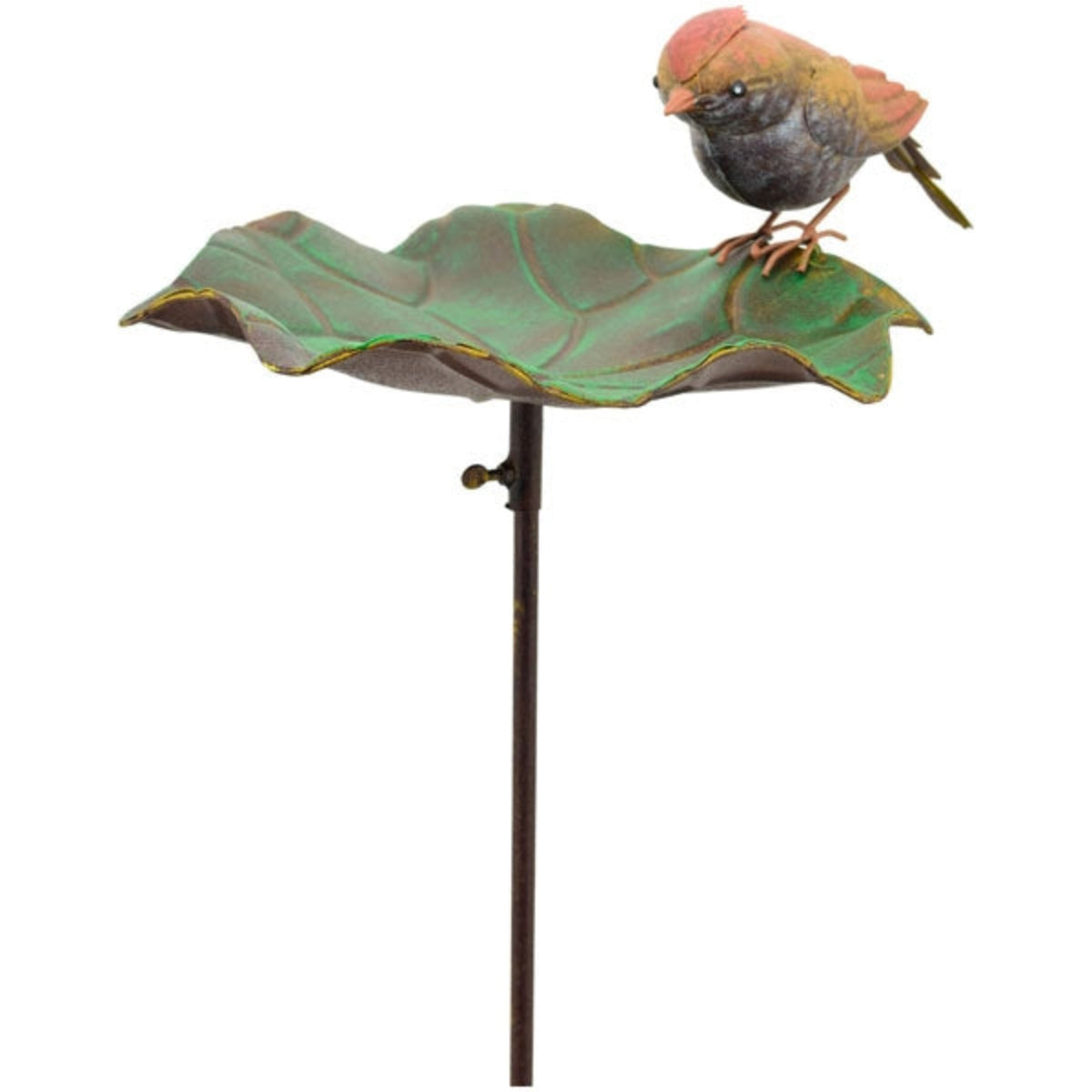 Vogeltränke Vogel auf Blatt Futterplatz Metall grün Ø42x30cm H123cm Futterstation Gartenstecker 2Farben wählbar