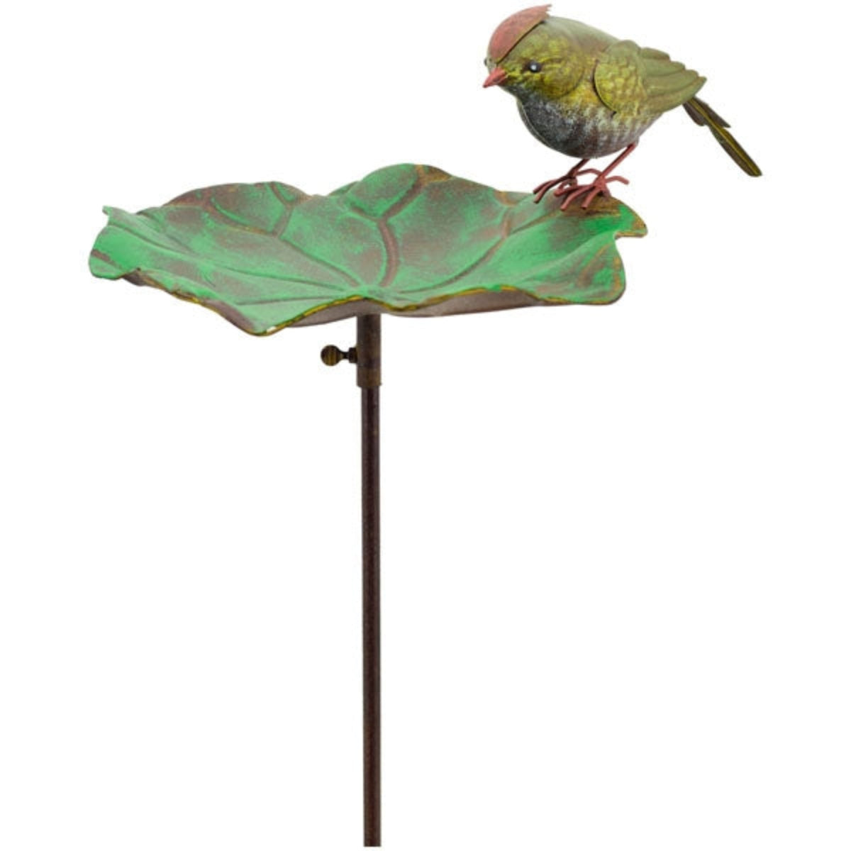 Vogeltränke Vogel auf Blatt Futterplatz Metall grün Ø42x30cm H123cm Futterstation Gartenstecker 2Farben wählbar