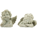 Lade das Bild in den Galerie-Viewer, Engel Zement 2fach sort. StoneArt creme Skulptur Ø16,5x11xm +16,5x16cm Figur 2Größen wählbar
