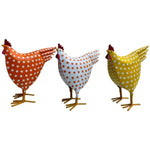 Lade das Bild in den Galerie-Viewer, Huhn Metall Deko 3farbig sort. H16cm + H23cm Figuren orange/weiß/gelb Outdoor Dekoration Ostern 2Größen wählbar
