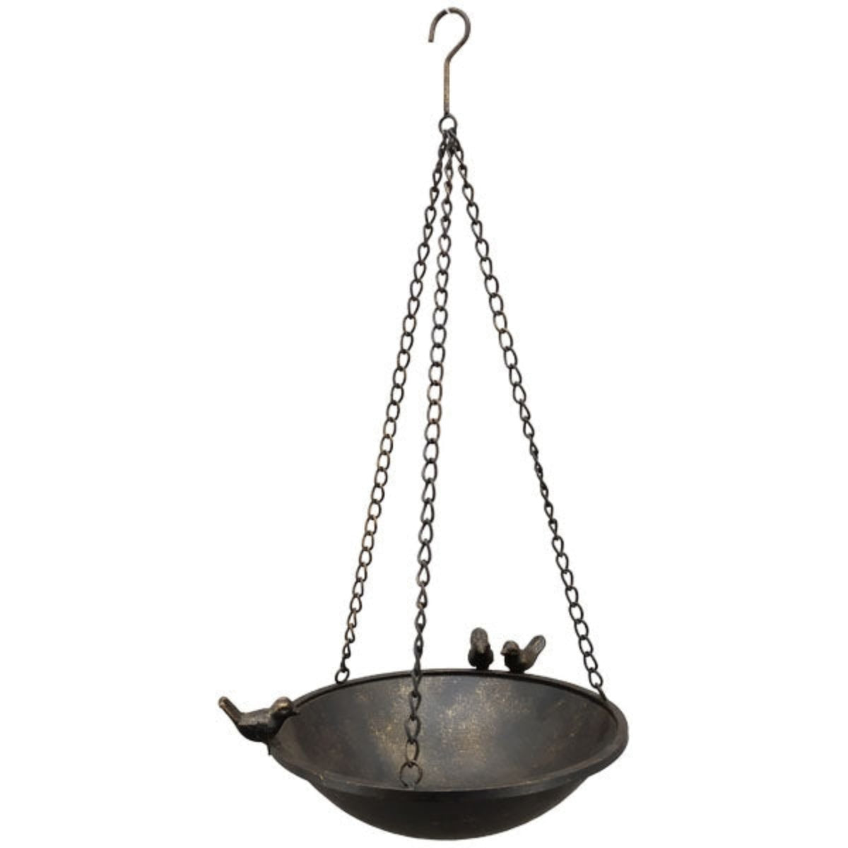 Vogelbad VogelFutter Hänger aus Metall ArtFerro Dekorativer Futterspender & Vogeltränke zum Aufhängen Garten-Dekoration mit Vogelmotiv 28x28cm L63 cm