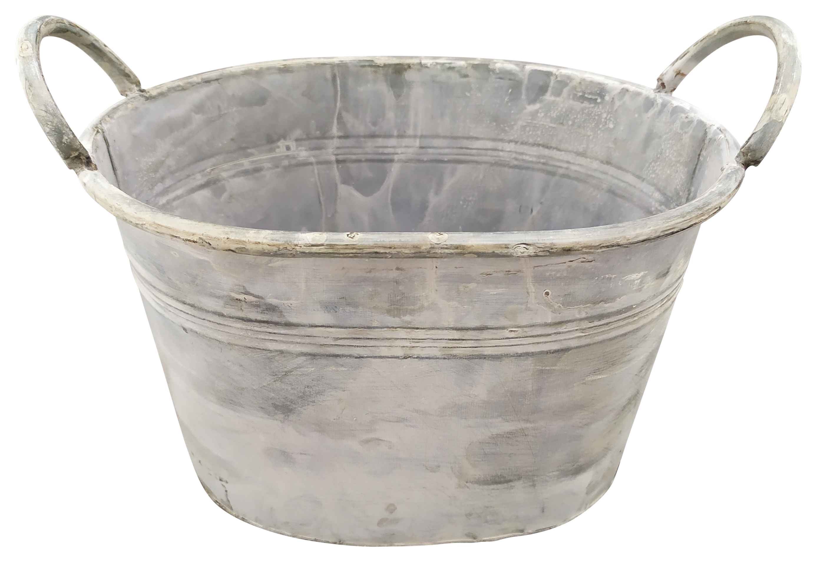 Zinkschale mit Henkel Metall Ø26x20cm + Ø30x25,5cm oval Pflanzkübel Metallwanne  2Größen wählbar