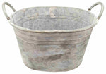 Lade das Bild in den Galerie-Viewer, Zinkschale mit Henkel Metall Ø26x20cm + Ø30x25,5cm oval Pflanzkübel Metallwanne  2Größen wählbar
