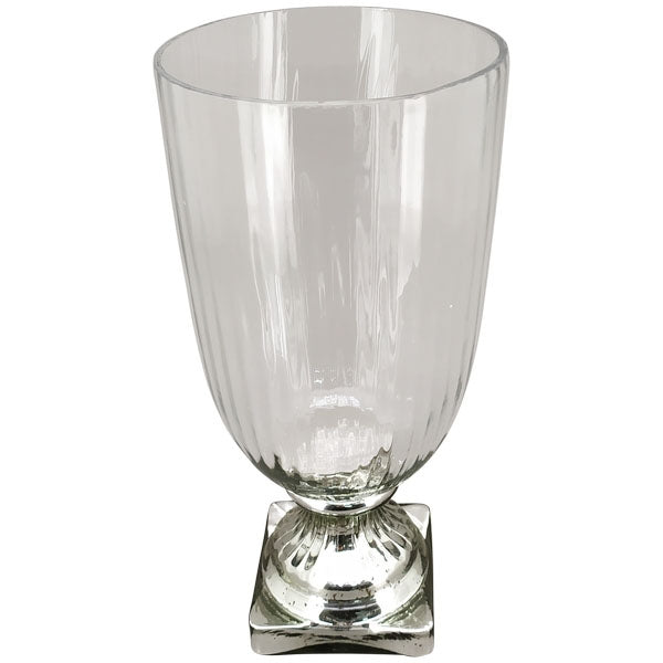 Windlicht Glas klar/silber "Vitreous" Kerzenhalter Ø18cm H39cm