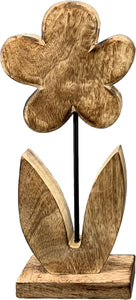 Blume Holz natur auf Fuß Fensterdeko 14,5x5cm H33cm
