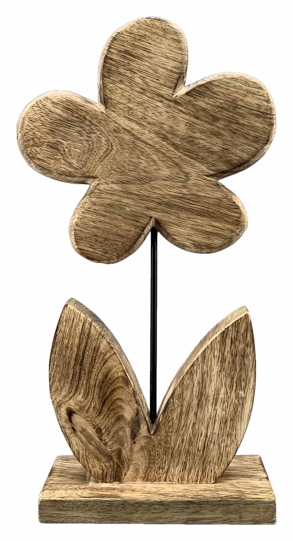 Blume Holz natur auf Fuß Fensterdeko 20x6cm H37cm