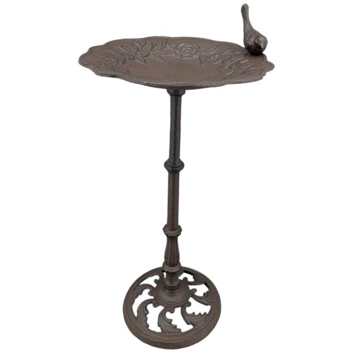 Vogeltränke VogelFutterPlatz Galo aus Gusseisen Dekorative Vogeltänke & Futterstation für Garten Terrasse und Balkon 26x26cm H51 cm Antik-Landhausstil