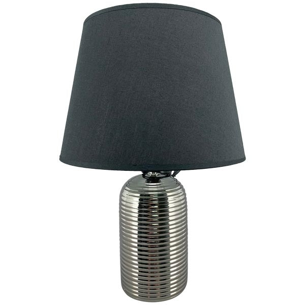 Lampe Clart in Schwarz/Silber – Elegante Tischlampe Keramik Ø11,5x28cm H42cm Stilvolle Beleuchtung