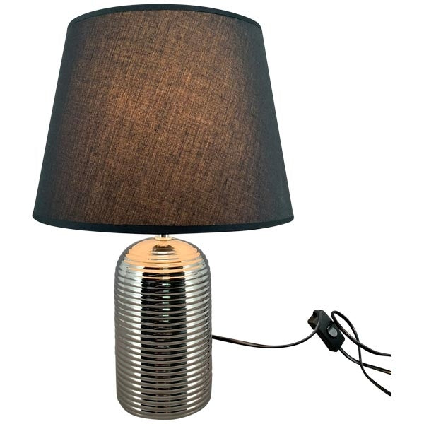 Lampe Clart in Schwarz/Silber – Elegante Tischlampe Keramik Ø11,5x28cm H42cm Stilvolle Beleuchtung