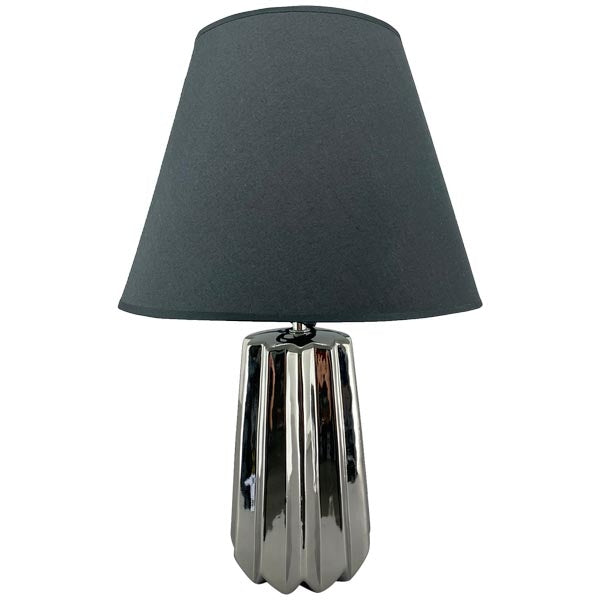 Lampe Clart in Schwarz/Silber – Elegante Tischlampe Keramik Ø14x33cm H48cm Stilvolle Beleuchtung