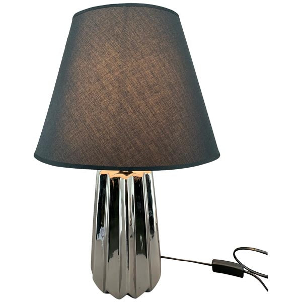 Lampe Clart in Schwarz/Silber – Elegante Tischlampe Keramik Ø14x33cm H48cm Stilvolle Beleuchtung