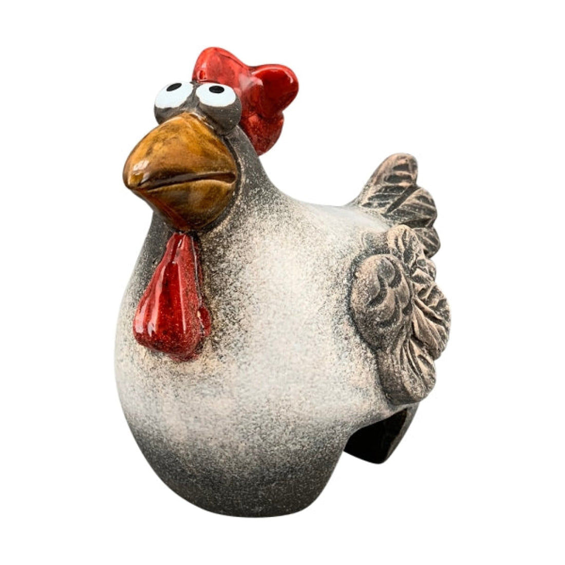 Zaunhocker Huhn Dolomite Keramik 3fach sort. Kantenkocker natur-weiß 14x10cm H13cm Bauernhof Zaunfigur Pfostenhocker Garten