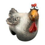 Lade das Bild in den Galerie-Viewer, Zaunhocker Huhn Dolomite Keramik 3fach sort. Kantenkocker natur-weiß 14x10cm H13cm Bauernhof Zaunfigur Pfostenhocker Garten

