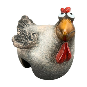 Zaunhocker Huhn Dolomite Keramik 3fach sort. Kantenkocker natur-weiß 14x10cm H13cm Bauernhof Zaunfigur Pfostenhocker Garten