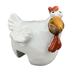 Lade das Bild in den Galerie-Viewer, Zaunhocker Huhn Dolomite Keramik 3fach sort. Kantenkocker natur-weiß 14x10cm H13cm Bauernhof Zaunfigur Pfostenhocker Garten
