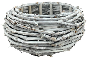 Korb rund grau Pflanzkorb Ø22+28cm 2Größen wählbar