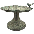 Vogelbad Vogeltränke Gartendeko Schale auf Fuß Ø22x19cm H14cm grün antik Futterstelle Garten Wasserstelle