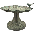 Vogelbad Vogeltränke Gartendeko Schale auf Fuß Ø22x19cm H14cm grün antik Futterstelle Garten Wasserstelle