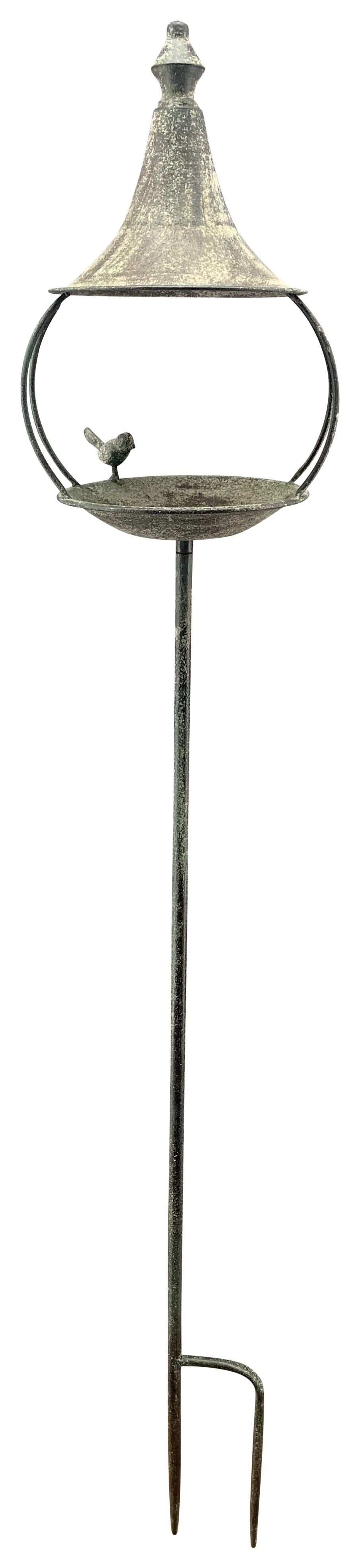 Futterplatz Vogeltränke Metall grau ArtFerro 22x19cm H143cm Gartenstecker Garten