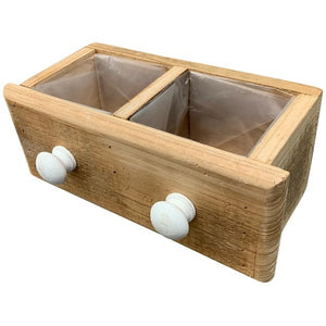 Schublade 2er natur Holz Shappy Topf Ø22x10cm H13cm Pflanzkasten